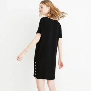𝅺Madewell Black Side Button V-neck Short Sleeve Easy Dress XS